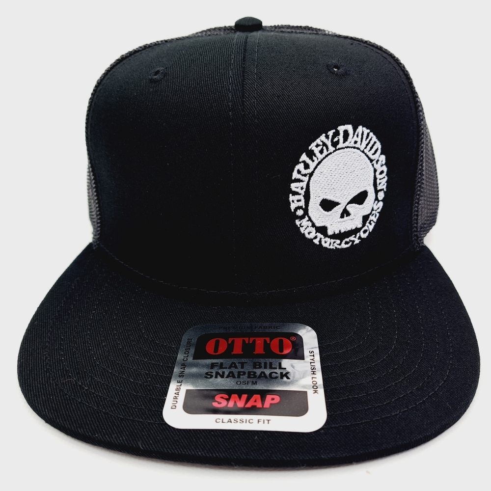 American Biker Retro Willy G Embroider Flat Bill Trucker Mesh Snapback Harley HD - Picture 4 of 8